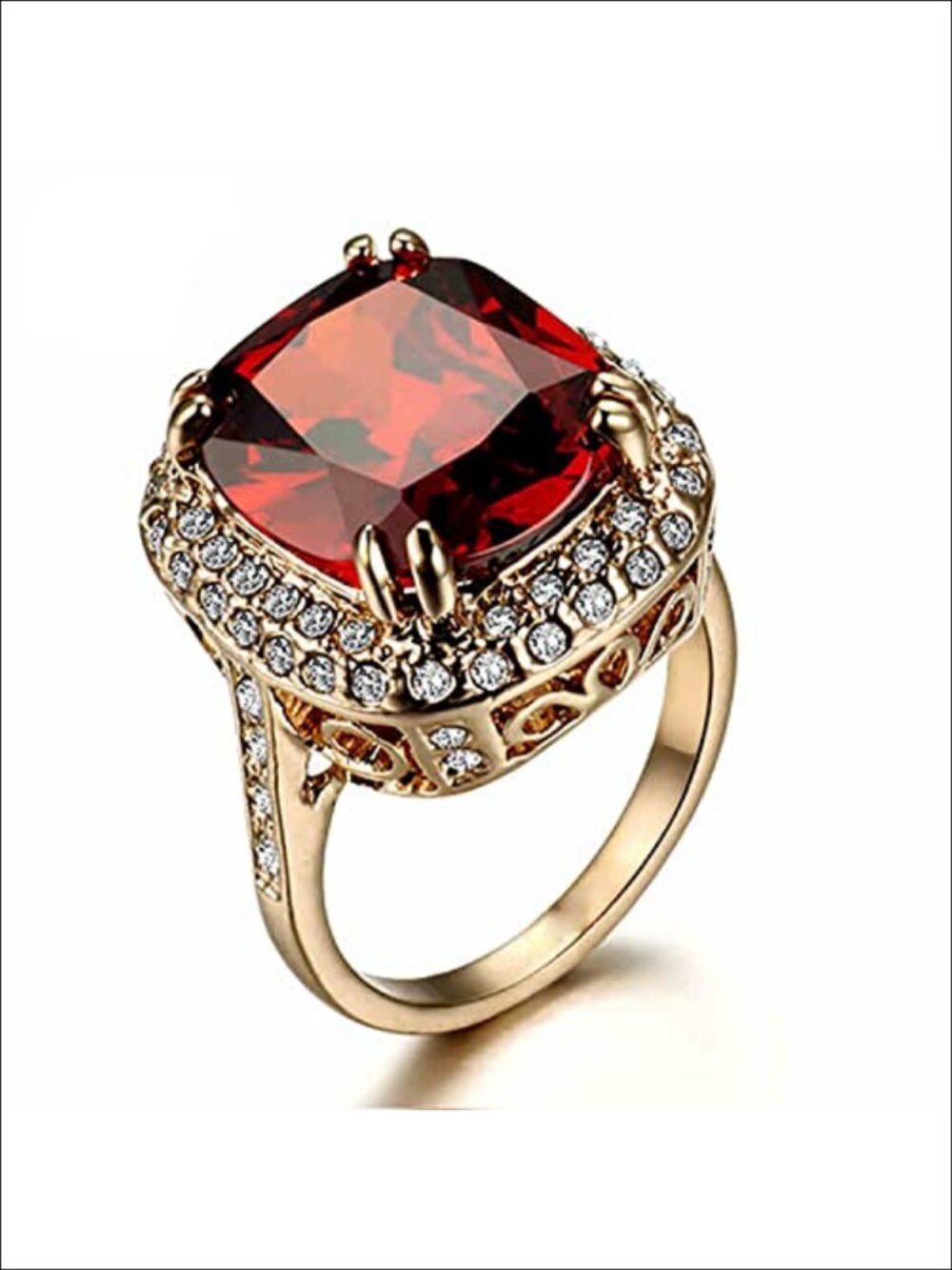 18K Rose Gold Plated Cubic Zirconia Statement Ring Prong Set